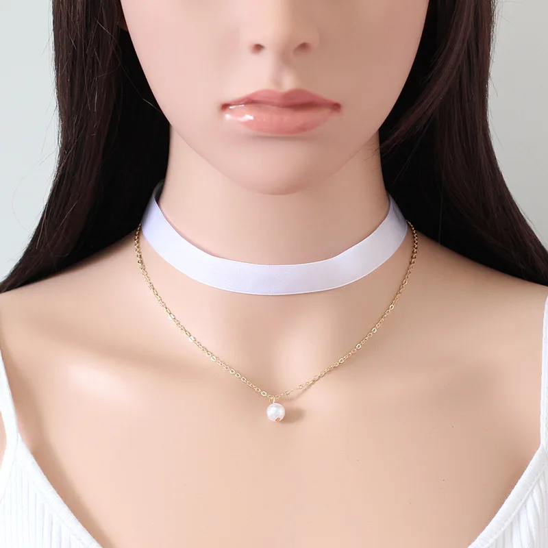 Женское бархатное ожерелье-чокер черное красное белое розовое ожерелье с