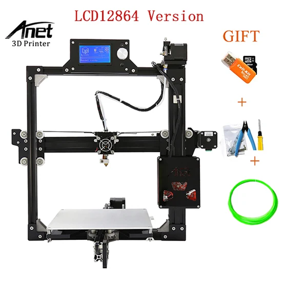 LCD12864 Version Anet A2 12864 ЖК-экран Aliuminium рамка 3d принтер легко собрать принтер набор зажигалка экономия стоимости перевозки 3d принтер машина - Цвет: LCD12864 Version