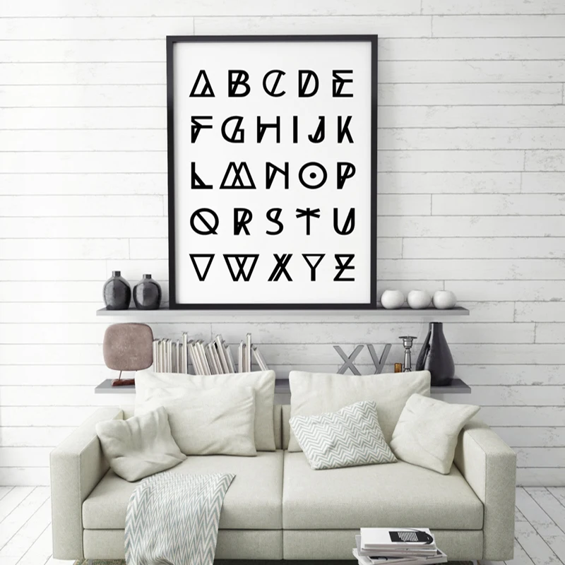 Современный алфавит холст настенное искусство печать геометрических фигур