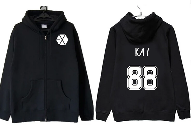 Осенне зимняя японская толстовка с капюшоном kpop exo куртки принтом названия на