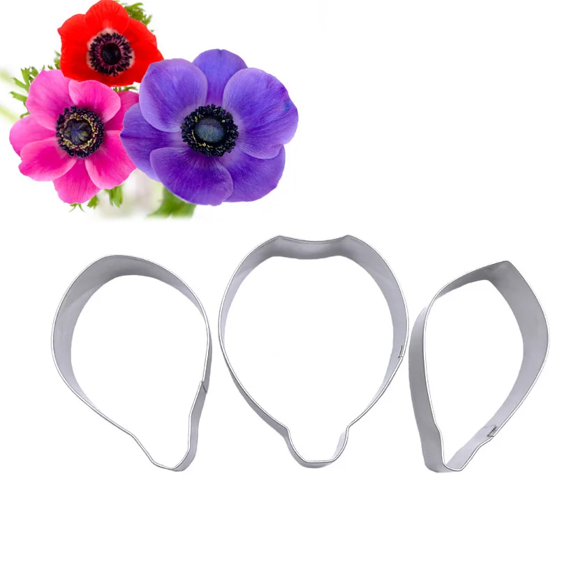 

Wholesale 10 Sets(3 pcs/set) Anemone Petal Set Stainless Steel Candy Biscuit Cookie Cutters Fondant Cake Decorating Tools