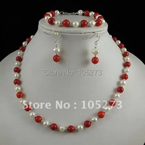 Очаровательный Комплект украшений из жемчуга натуральный белый пресноводный