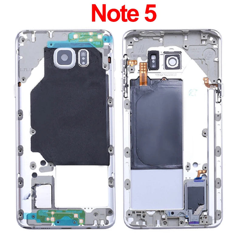 Для Samsung Note 5 N920F N920C Средний пластинчатый корпус Рамочная Лицевая панель+ Боковая кнопка+ объектив камеры+ запчасти NFC Note5
