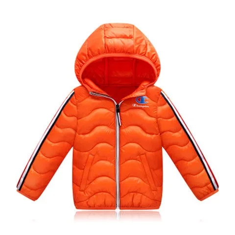 Orange Coat Детская зимняя куртка для мальчика, коллекция года, детская верхняя одежда, детское пуховое хлопковое пальто, водонепроницаемый Зимний комбинезон, парка с капюшоном, пуховики для девочек - Цвет: Orange Coat