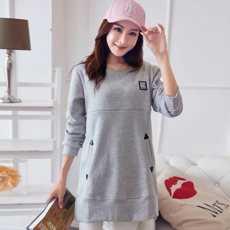 Long Sleeve Nursing Clothes Spring Autume Breastfeeding Sweater Cotton Pregnancy T-Shirt Maternity Clothing