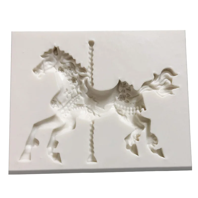 3D Jewelry Carousel Horse Mould Fondant Cake Molds Silicone Mold Cupcake Baking Chocolate Christmas | Дом и сад