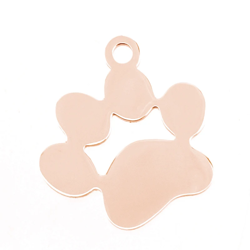 

100% Stainless Steel Dog Paw Pendant Metal Blank Tags Charm High Polished Wholesale 10pcs