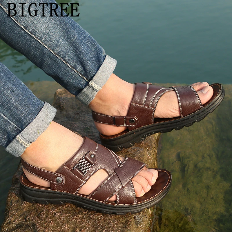 Sandals Men Shoes Beach Summer Leather Genuine Designer Sandalet Zapatos De Hombre | Обувь