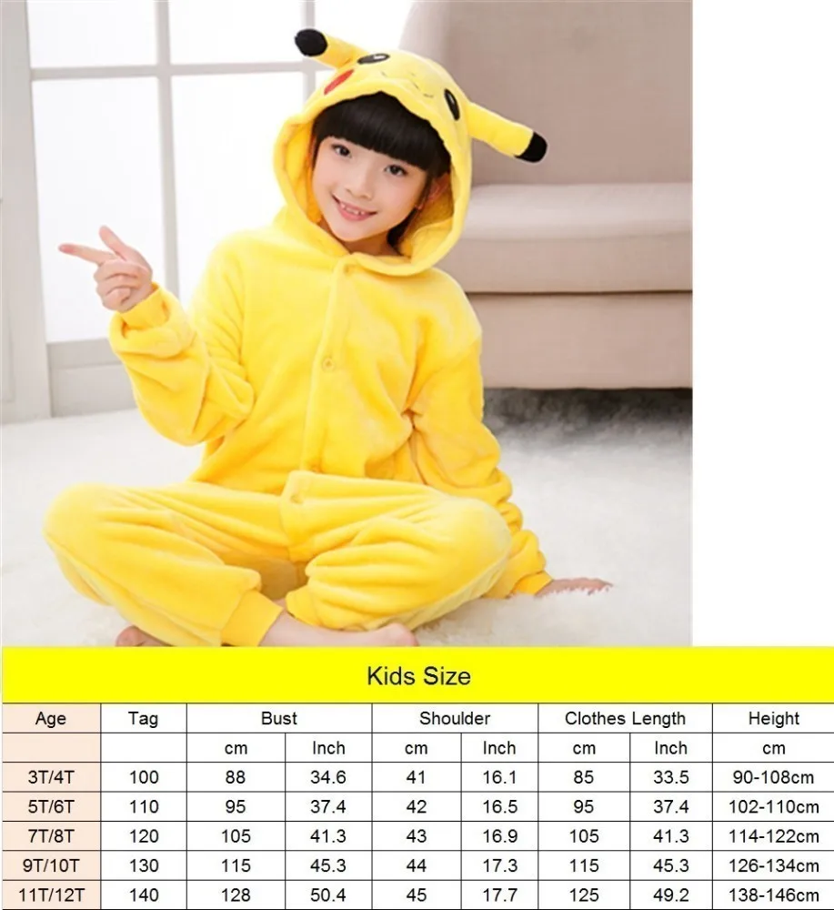 Детская одежда для сна пижамы с Пикачу аниме Покемон карманный монстр костюм