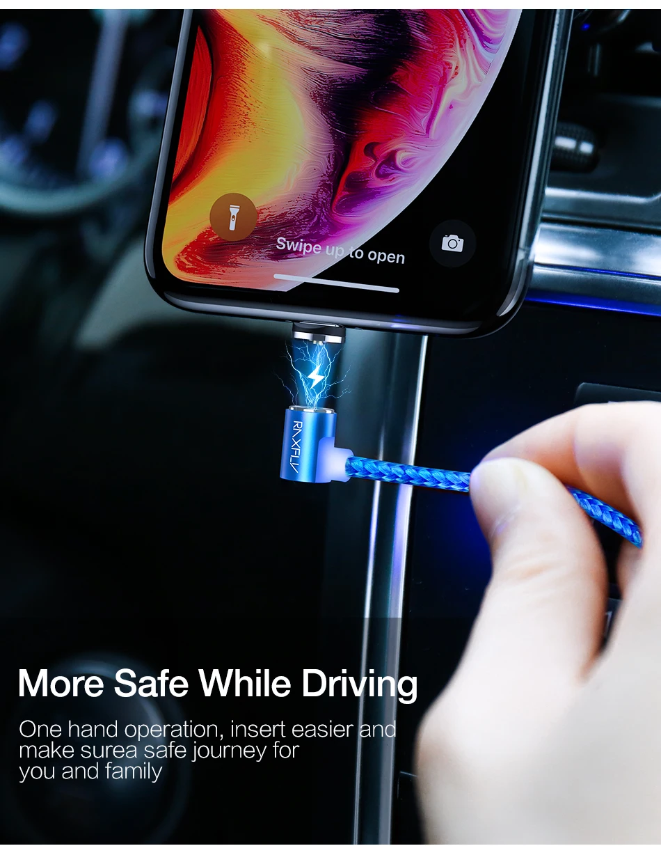 Магнитный usb-кабель RAXFLY для зарядки samsung S8, кабель для быстрой зарядки для iPhone X XR, кабели Micro usb type-C для huawei Xiaomi