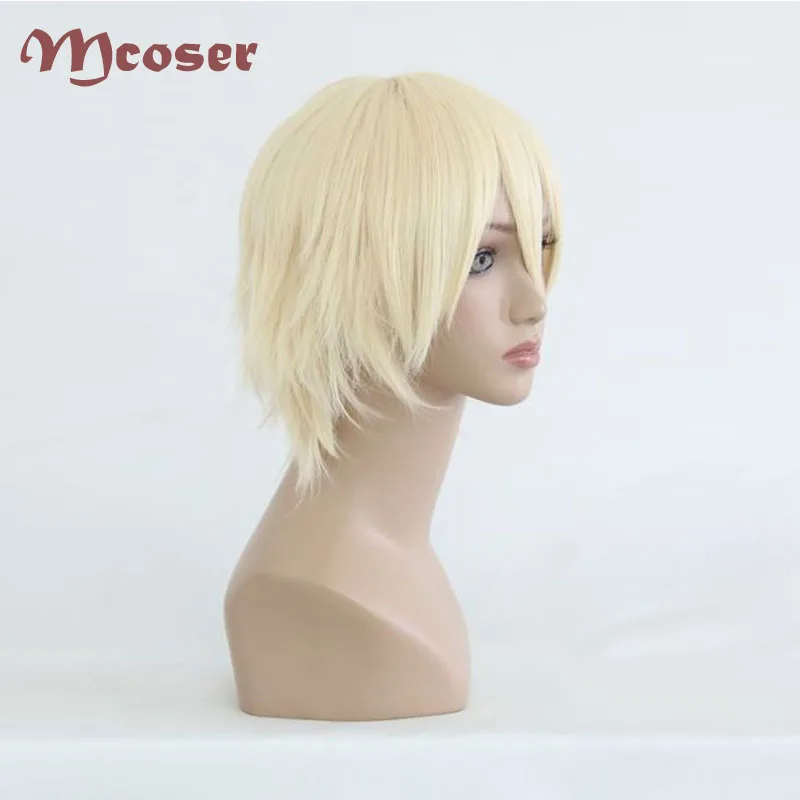 MCOSER 35 см короткий светлый Синтетический Косплей Костюм парик 100%