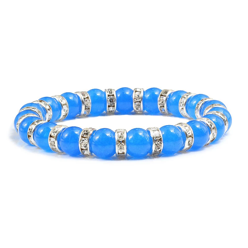light blue 6 Натуральный камень 16 видов стилей браслет синяя серия бисерные браслеты Подвески для мужчин и женщин Йога горный хрусталь ювелирные аксессуары лучший подарок - Окраска металла: light blue 6