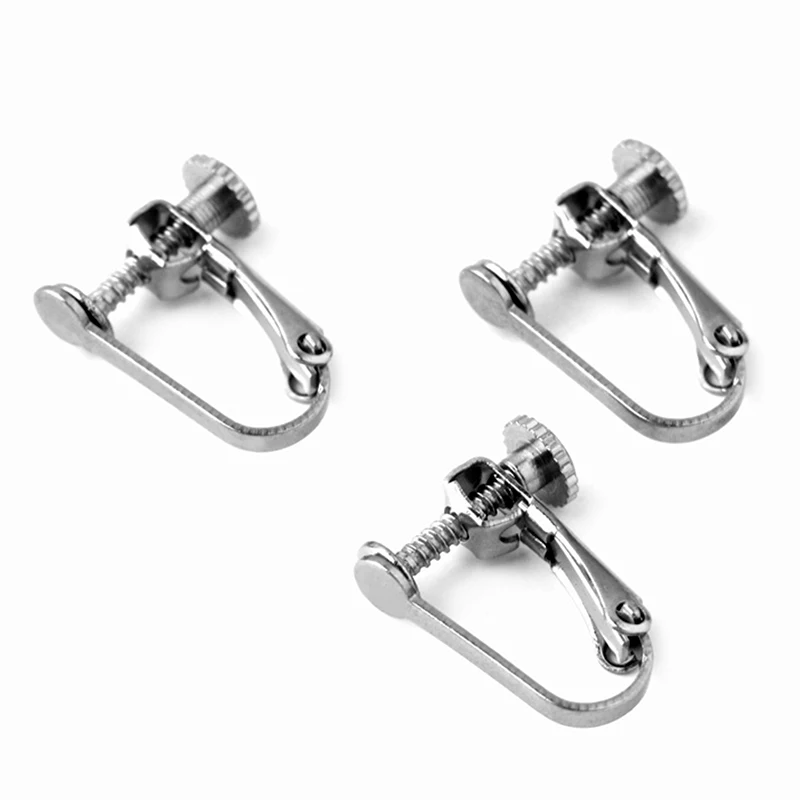 ( No Fade ) 6pcs 12*15MM DIY Pure Stainless Steel Ear Clip Ear Hook Fashion Jewelry Accessories
