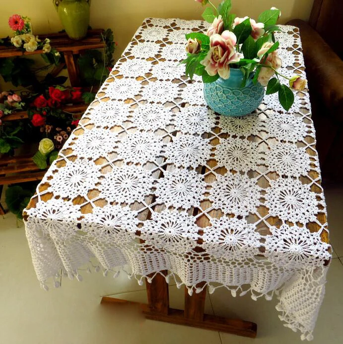 Рождество ручной работы вязанный цветочный прямоугольные скатерти с шипами