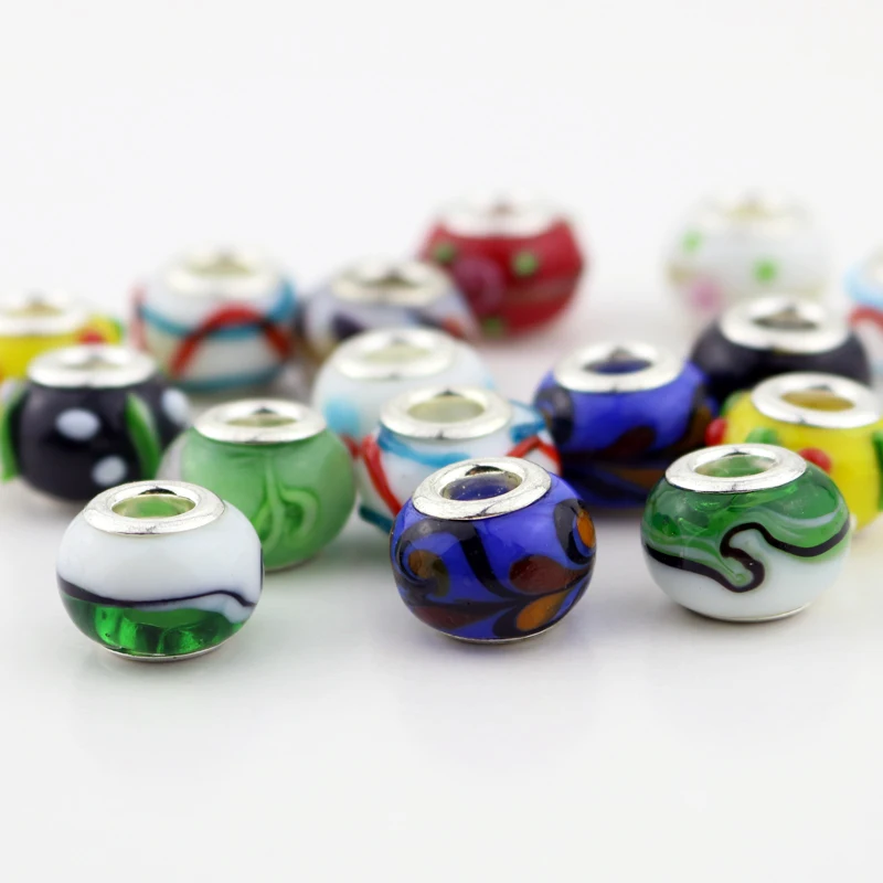 5 шт./лот DIY резьба ручная работа муранские стеклянные бусины с большим отверстием