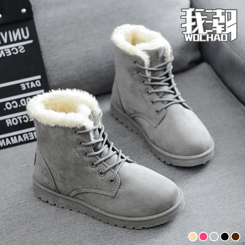Серый New Winter Snowy Boots Cotton Shoes Women's Shoes Martin Boots Zapatos DeInvierno Shoes high quality - Цвет: Серый