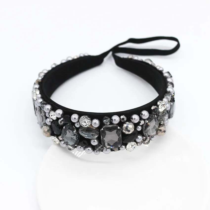Повязка на голову в стиле барокко Стразы с кристаллами и жемчугом Женская