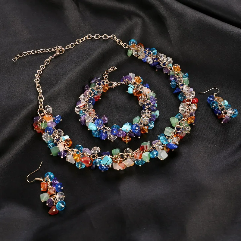 Цветной браслет из натурального камня набор ювелирных украшений африканских