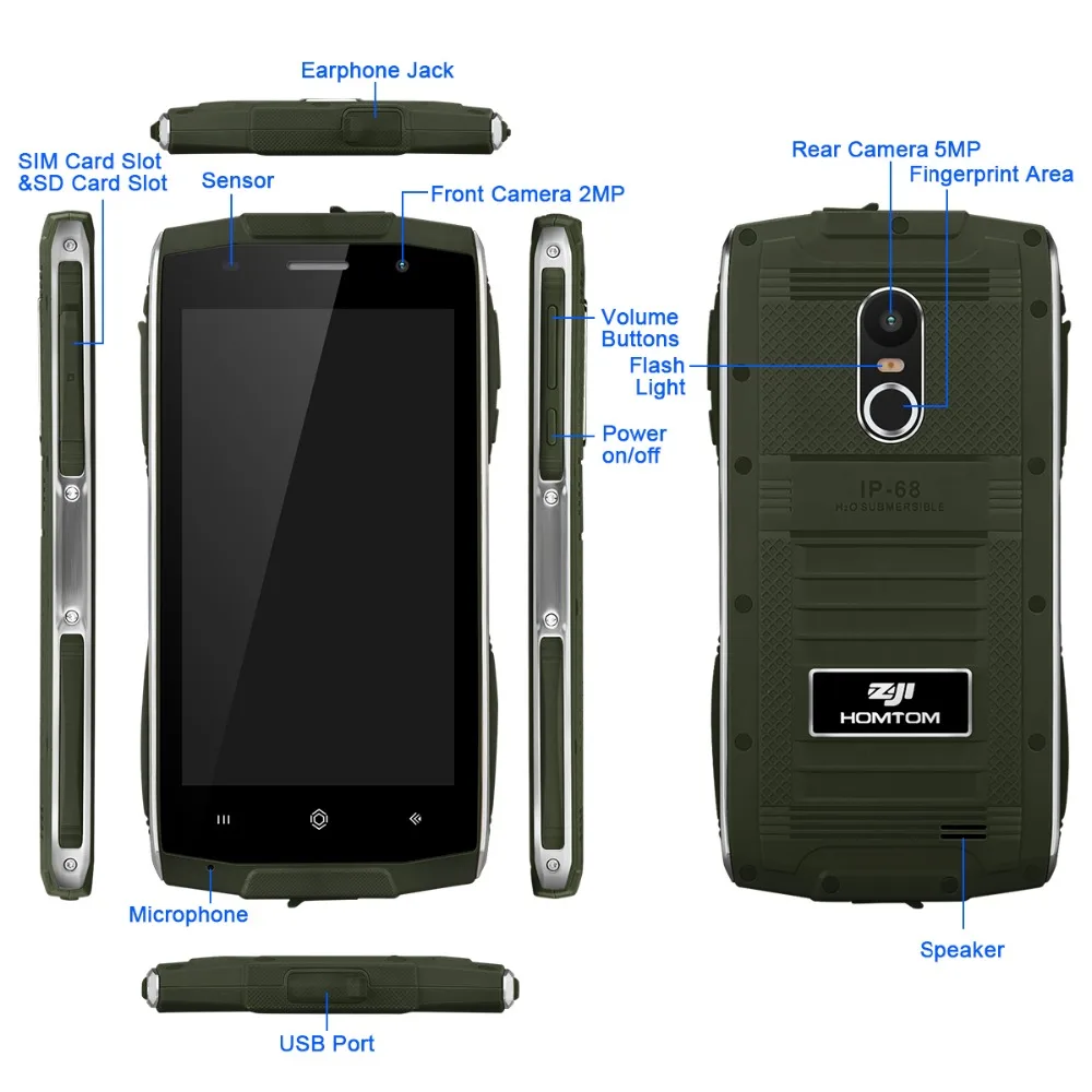 HOMTOM зоджи Z6 3g смартфон 4 7 дюймов IP68 Водонепроницаемый ударопрочный телефон 1 ГБ