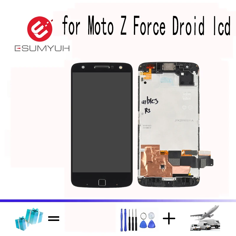 Для Motorola Moto Z Force Droid XT1650 ЖК дисплей сенсорный экран дигитайзер Рамка Замена для