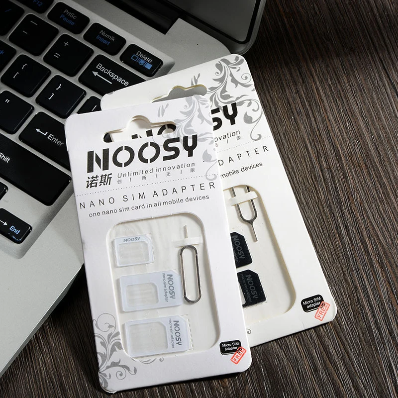 500pcs Nano SIM Card Adapter 4 in 1 micro sim adapter with Eject Pin Key for iPhone 4/4s/5/5S/Samsung/Huawei/xiaomi holder | Мобильные
