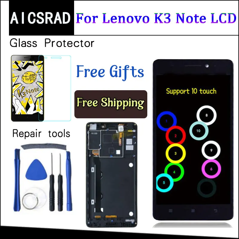 AICSRAD 5 дюймов для Lenovo K50 T5 K3 Note ЖК дисплей дигитайзер сенсорный экран в сборе Замена