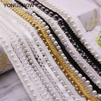 1 yard whiteblack beaded lace trim tape fabric ribbon diy sewing garment headdress materials wedding craft clothes accessories
