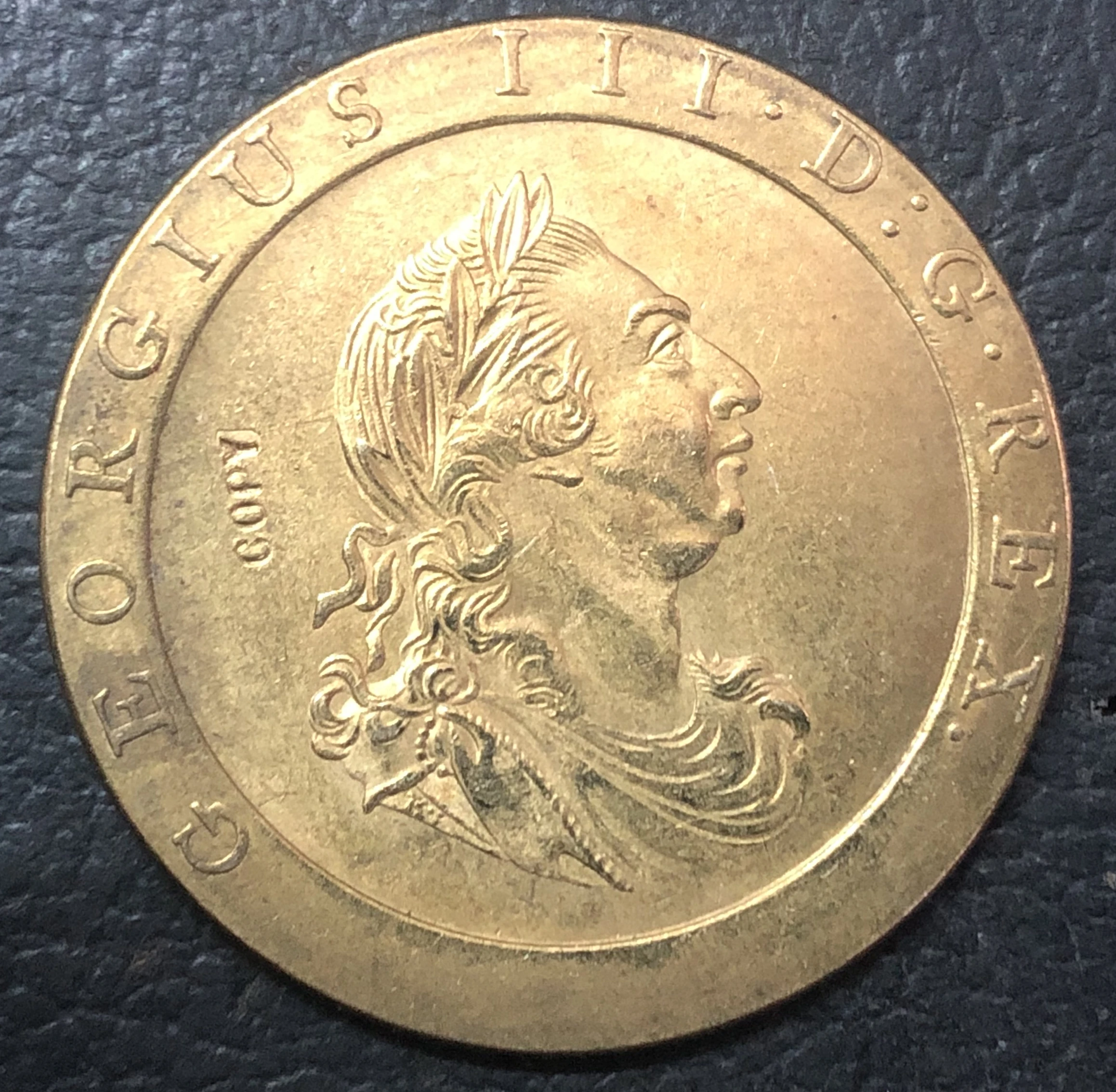 Великобритания 1797 медь 1 пенни Джордж III|copper tap|copper foilcopper netting |