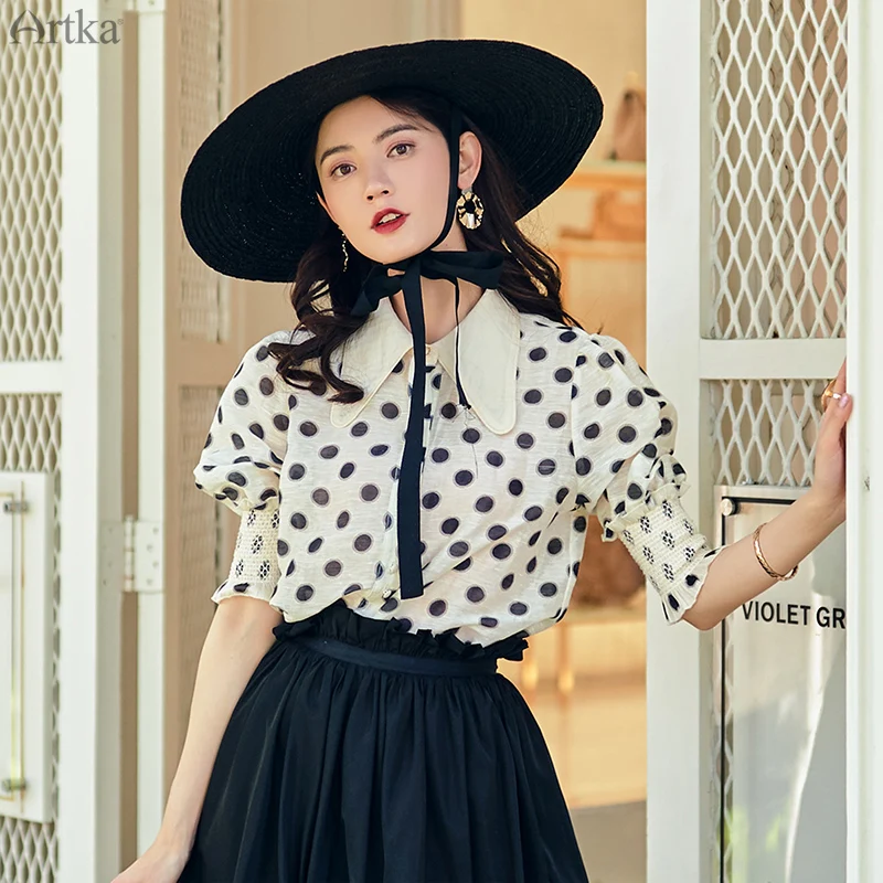 ARTKA/Новинка 2019 года летние женские топы и блузки с короткими рукавами пышными