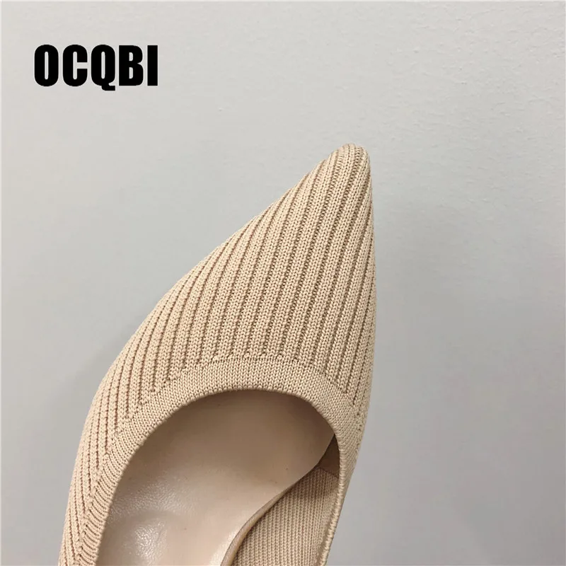 Осенне-весенние хлопковые сапоги, модные эластичные сексуальные туфли для вечеринок, черные открытые женские туфли с острым носком на высоком каблуке, обувь для зрелых женщин, размер 39