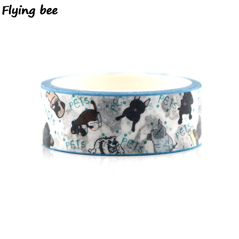 Flyingbee 15 мм X 5 м Бумага васи клейкая лента милые собаки щенок клейкая лента DIY Скрапбукинг наклейка домашние животные собака маскирующая лента X0339