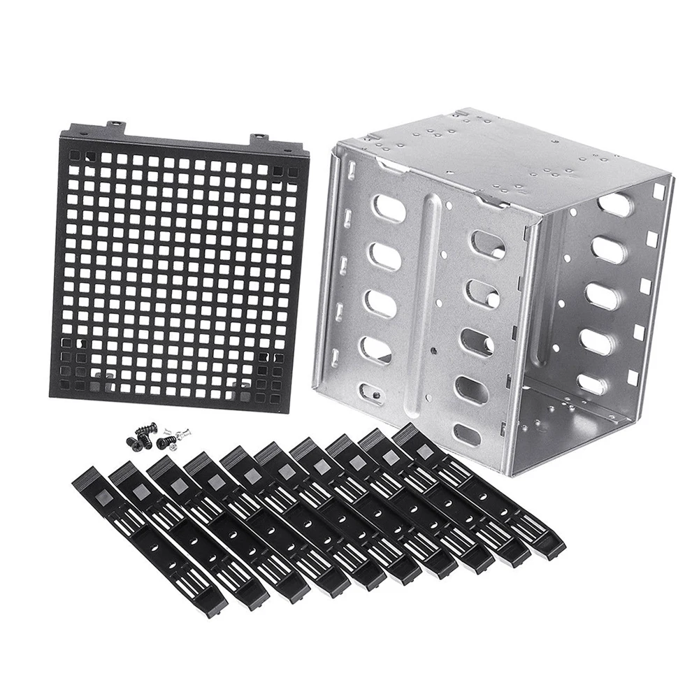 Новое поступление 5,2" до 5x3,5" SATA SAS HDD Cage Rack жесткий диск лоток Caddy адаптер конвертер с вентилятором
