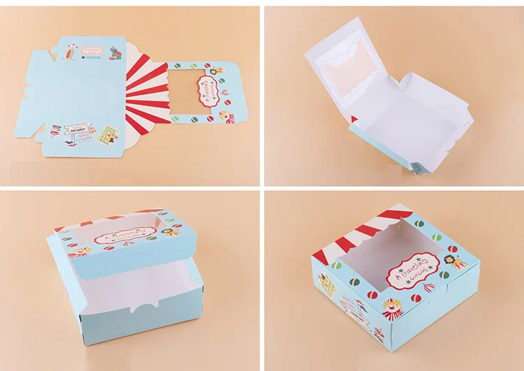 100 шт бумажная коробка окна Дети День рождения цирк торт крафт подарок упаковка