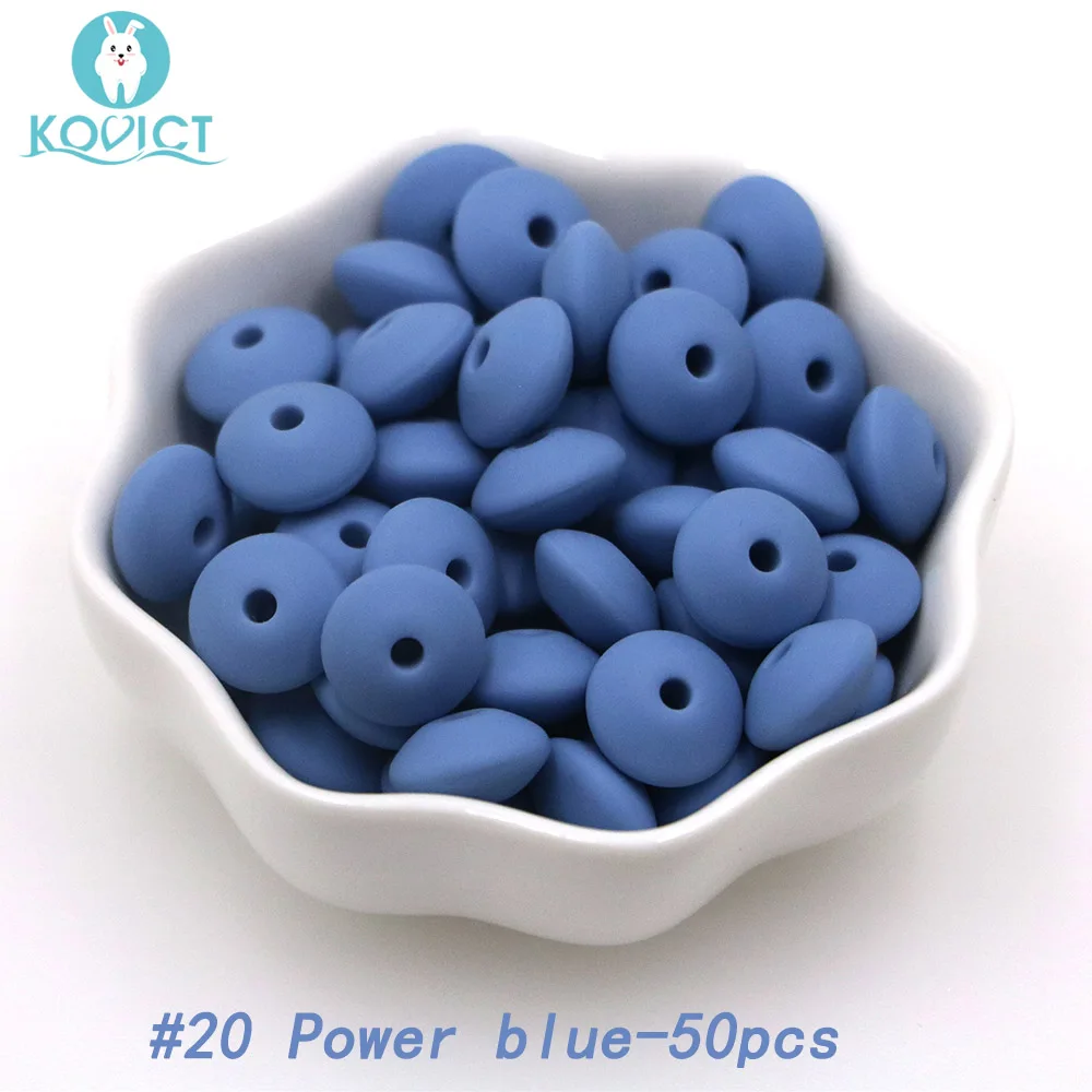 NO.20 50pcs Kovict 50 шт./лот Детские чечевицы, силиконовые бусины, чечевица, 12 мм, детский прорезыватель, сделай сам, пустышка, зажим на цепочке - Цвет: NO.20 50pcs