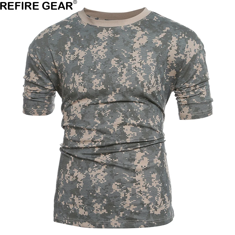 Мужские быстросохнущие футболки Refire Gear хлопковые камуфляжные рубашки в
