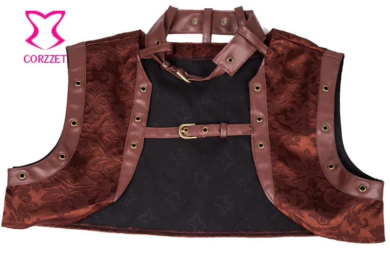 Коричневый стальной корсет с костями для талии подгрудное бюстье сексуальные