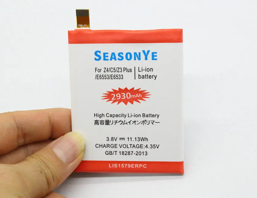 Seasonye 2930mAh LIS1579ERPC Сменный аккумулятор для C5 Ultra / Dual E5506 E5553 E5533 E5563 Z3 Plus +/ E6553 Z4 E6533 |