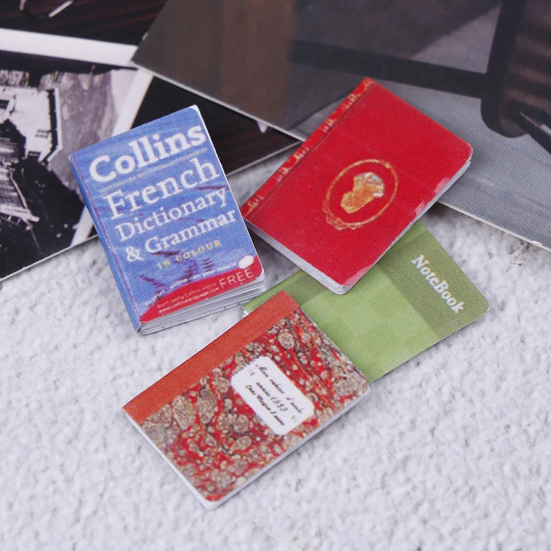 

4Pcs 1/12 Mini Book Paper Notebook Children Toys Birthday Gifts Accessories for Doll Miniature Scene Model