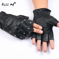 pu leather sport gloves hardwearing anti skidding motorcycle gloves winter summer breathable half finger motor racing riding