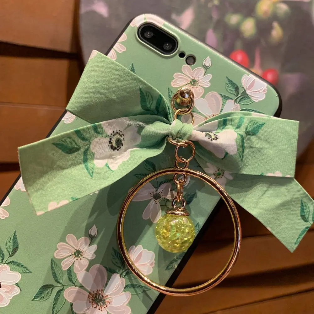 Чехлы для телефонов с цветочным принтом KISSCASE iphone 7 8 Plus X XR XS MAX кольцо-бантик
