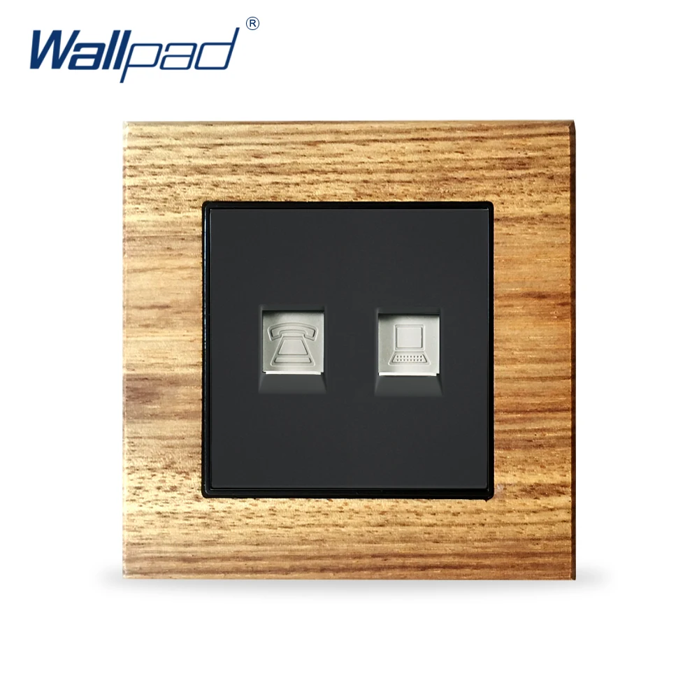 Компьютерная и телефонная розетка Ethernet RJ45 CAT6 Wallpad роскошная деревянная панель