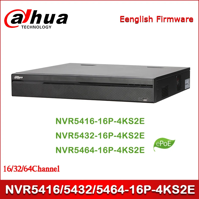 

Сетевой видеорегистратор Dahua NVR NVR5416-16P-4KS2E NVR5432-16P-4KS2E 16/32/64 каналов 1.5U 16PoE 4K и H.265 Pro