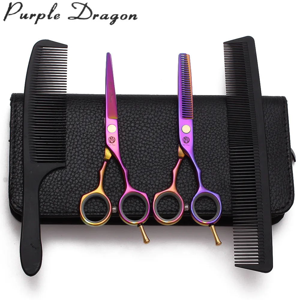 Suit 5.5&quot 16cm Z1104 Purple Dragon Hairdresser's Scissors Cutting Thinning Shears Professional Hair Add Combs | Красота и
