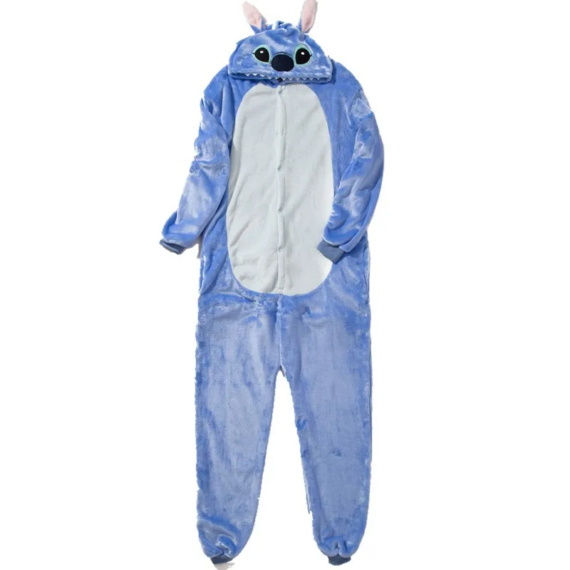 Синий Синий Розовый Ститч Onesie пижамы кигуруми животных Косплей Костюм Хэллоуин семья пижамы Женщины - Цвет: Синий