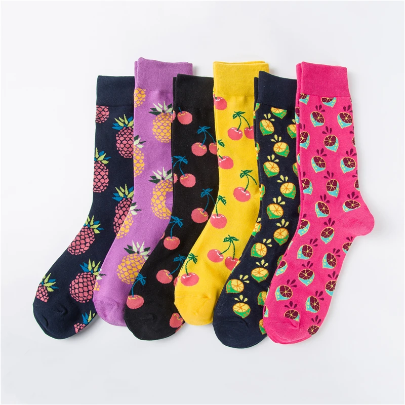 Мода sockmark скейтборд Chaussette Homme мода Фрукты Ананас черешня мужские носки Европейский США хип-хоп улица Crew забавные носки