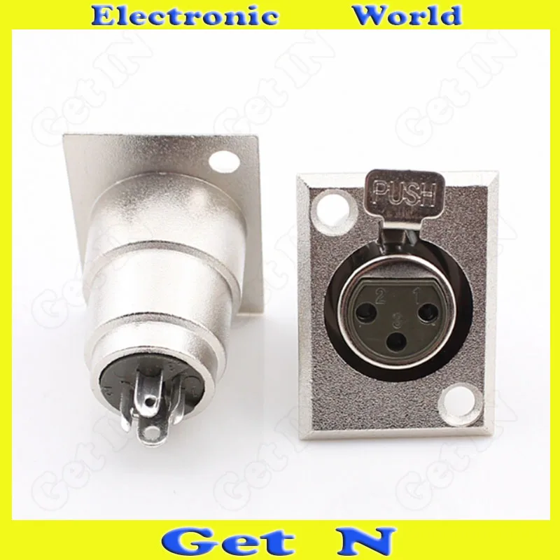 

100pcs High Quality Rectangle 3-Pole Cannon XLR Connector Female 3-Pole XLR Socket for Professional Stereo Female Cannon 3-Pole