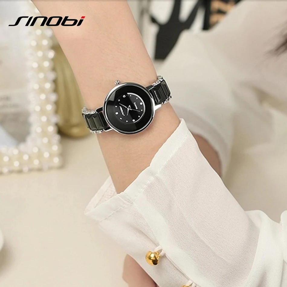 Sinobi белый бренд женские часы подражали керамические дамы браслет роскоши 2015