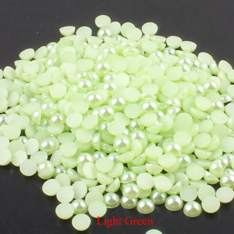 light green 1000 шт жемчужные полукруглые бусины для рукоделия, украшение для альбома, клеевые стразы с плоской задней стороной для ногтей, телефонная аппликация E - Цвет: light green