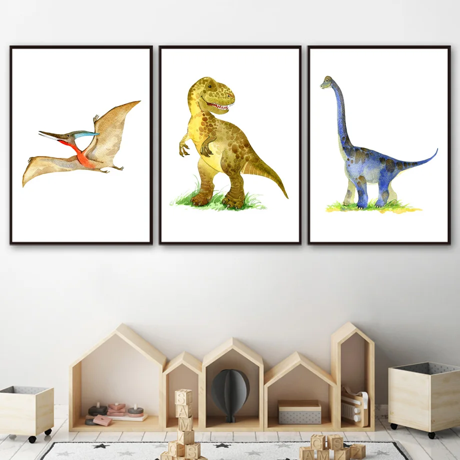 Настенная картина с динозавром T Rex Triceratops постеры и принты на холсте в