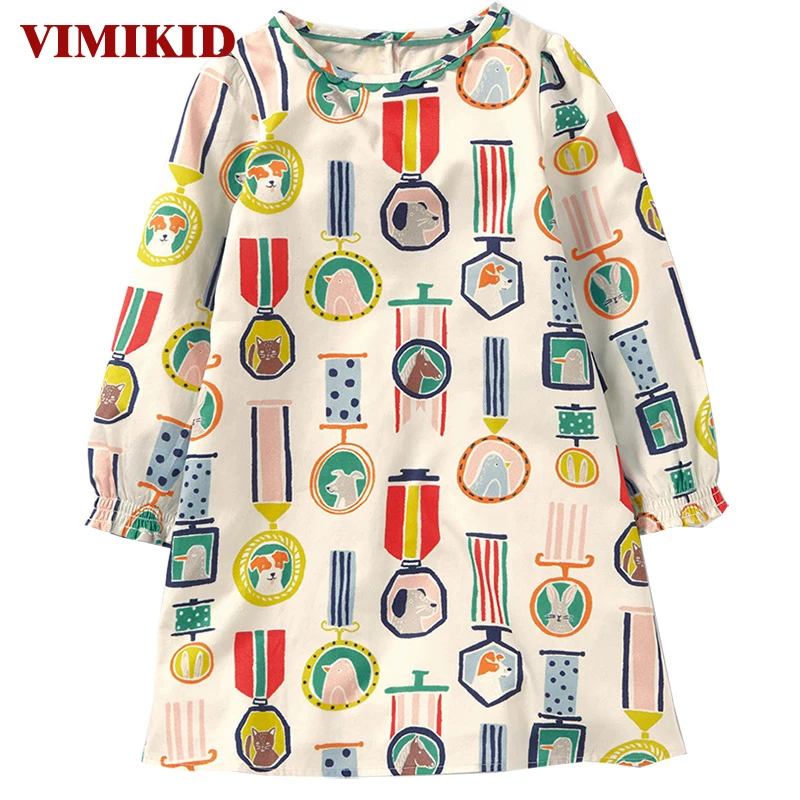 

VIMIKID платья для маленьких девочек 100% хлопок Брендовое осеннее платье Детская одежда Vestido принцесса детское платье одежда k1